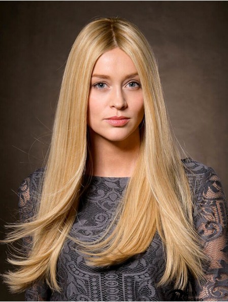 Lange gerade ohne Pony Geeignete blonde Spitze Front Perücken