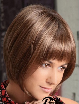 Spitze vorne Kinn Länge gerade Auburn Soft Bob Perücken