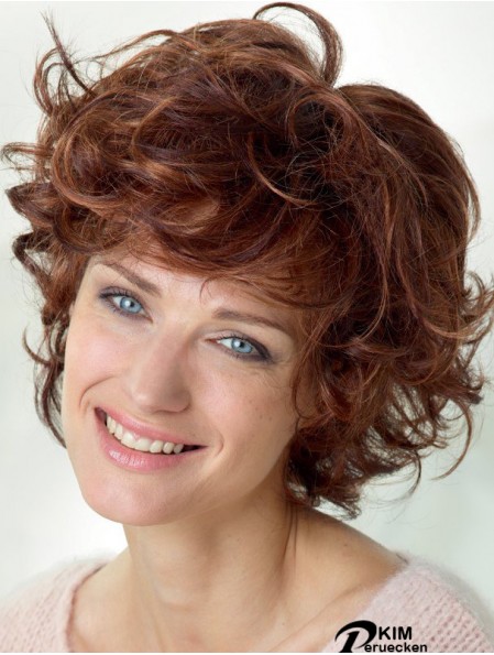 Curly With Bangs Schulterlange Auburn Beliebte Lace Front Perücken