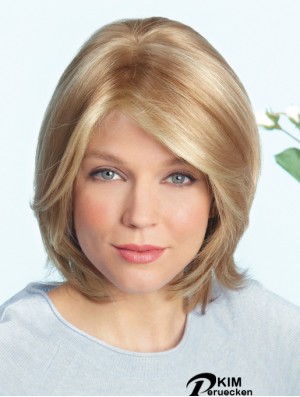 Layered Blonde Straight Shoulder Länge 14  inchIdeal Medium Perücken