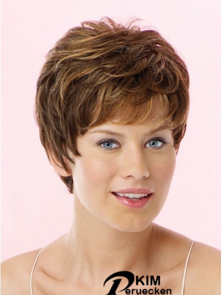 Erstaunliche Brown Cropped Wavy Boycuts Lace Front Perücken