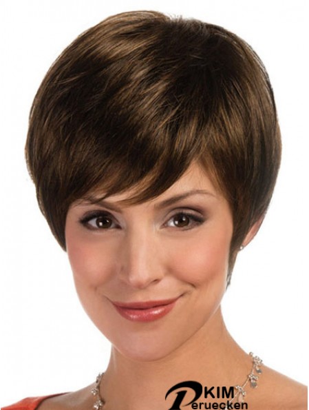 Bequeme braune gerade geschnittene gerade Boycuts Lace Front Perücken