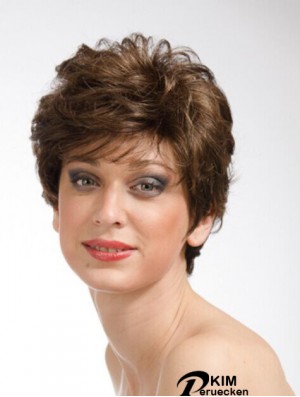 Brown 8  inchSassy Short Wavy Layered Lace Perücken
