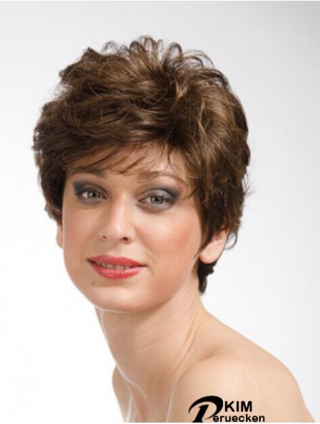 Brown 8  inchSassy Short Wavy Layered Lace Perücken
