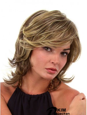 Trendy Brown Chin Chin Länge gewellte geschichtete Spitze Front Perücken