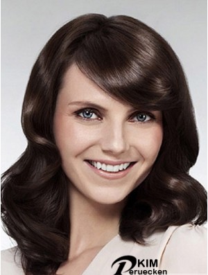 Wellig mit Pony Long Brown Beliebte Lace Front Perücken