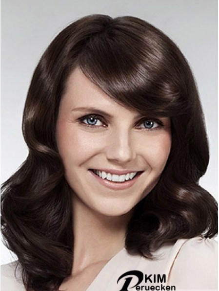 Wellig mit Pony Long Brown Beliebte Lace Front Perücken