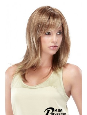 Gerade mit Pony Schulterlange blonde Designed Lace Front Perücken