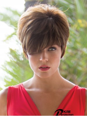 Brown 8  inchTrendy Short Wavy Boycuts Spitze Perücken