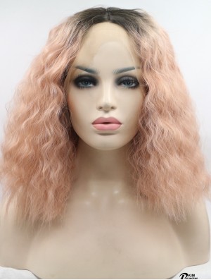 Curly Chin Länge ohne Pony Lace Front 13 Zoll synthetische Perücken
