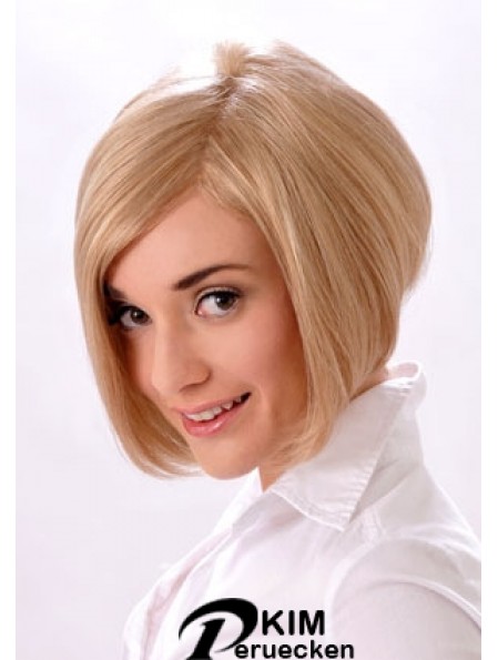 Kinnlänge gerade Monofilament Blonde Style Bob Perücken