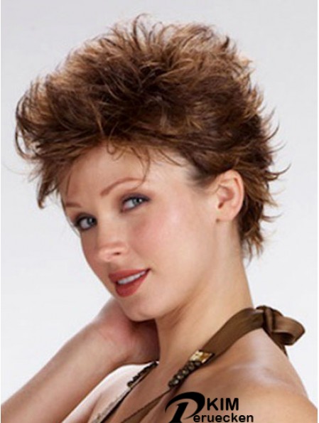 Brown Cropped Wavy Boycuts 100% handgebundene Perückenverkäufe