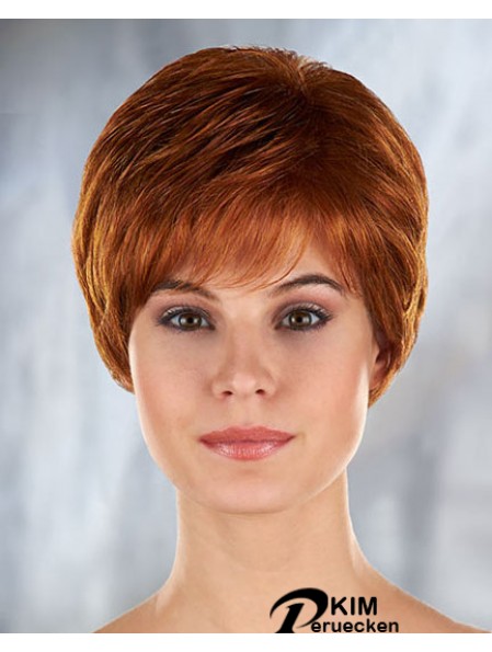 Auburn Curly Synthetic Short mit Pony Mono Filament Perücken