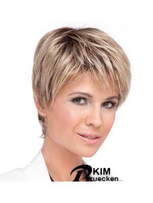 Günstige Blonde Cropped Straight Boycuts Lace Front Perücken