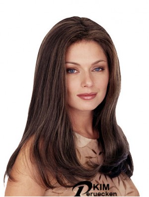Ohne Pony Long Straight Brown 20  inchBequeme Monofilament Perücken