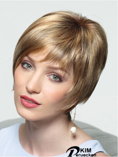 Layered Short Straight Blonde 8  inchPerfekte Monofilament Perücken
