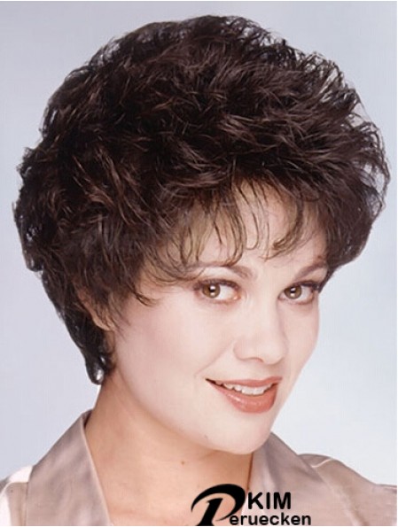 Layered Short Wavy Brown 8  inchModische Monofilament Perücken