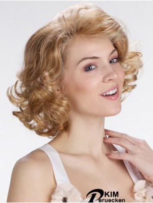 Blonde 12  inchExquisite Kinnlänge Curly Classic Lace Perücken