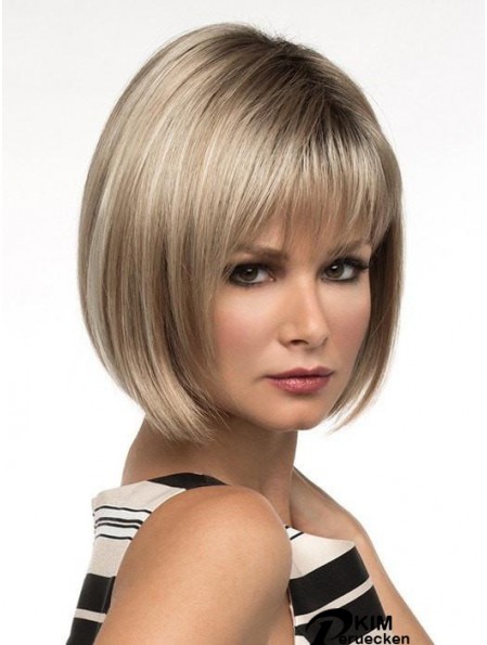 10 Zoll kurze kappenlose blonde Bob Perücke