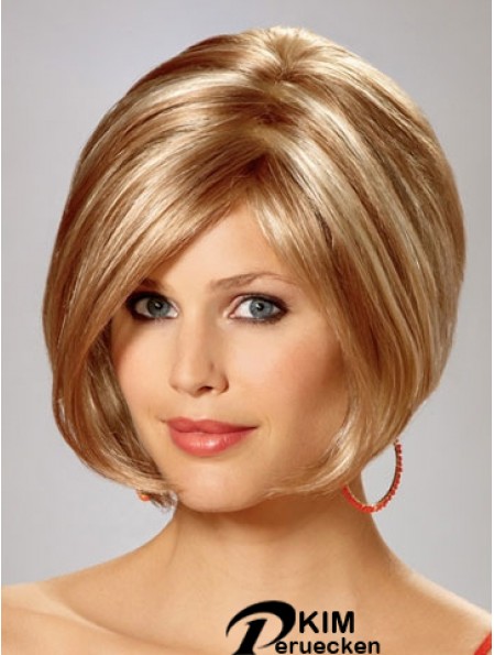 Capless Chin Länge gerade blonde blonde wunderschöne Bob Perücken