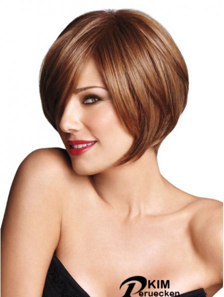 Capless Short Straight Brown Trendy Bob Perücken