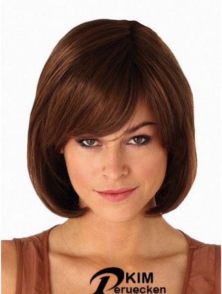 Capless Chin Länge gerade Auburn Modern Bob Perücken