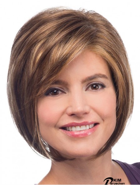 Gerade Kinnlänge Blond 10 Zoll Capless Soft Bob Perücken