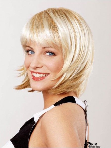 Gerade Kinnlänge Blond 10 Zoll Spitze Front Top Bob Perücken