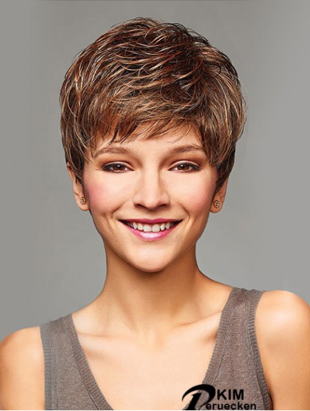 Kurze lockige Perücken mit kappenloser synthetischer blonder Farbe, abgeschnittene Länge