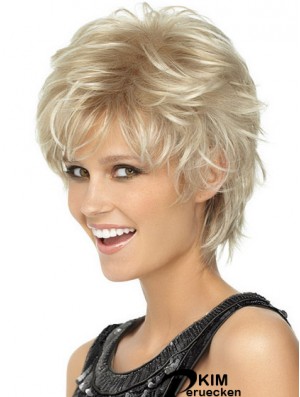 Damen blonde Perücken gewellten Stil kurze Länge blonde Farbe