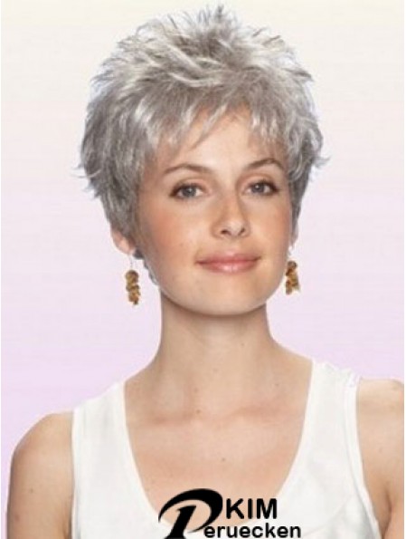 Graue Perücke Mit Capless Cropped Länge Boycuts Wavy Style