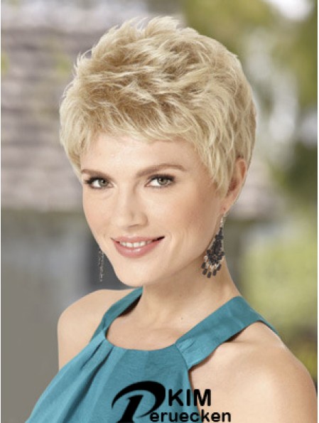 Blonde Perücke Mit Capless Wavy Style Cropped Length Boycuts
