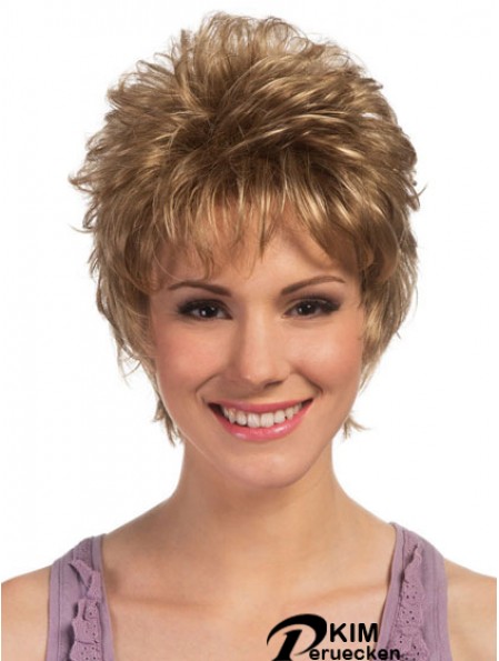Boycuts Cropped Blonde Curly Hochwertige Petite Perücken