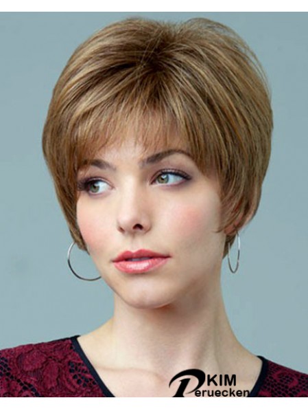 5,5 Zoll Natural Straight Boycuts Auburn Short Perücken