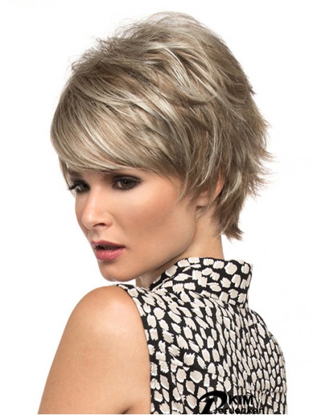 8 Zoll geeignete gewellte Boycuts blonde kurze Perücken
