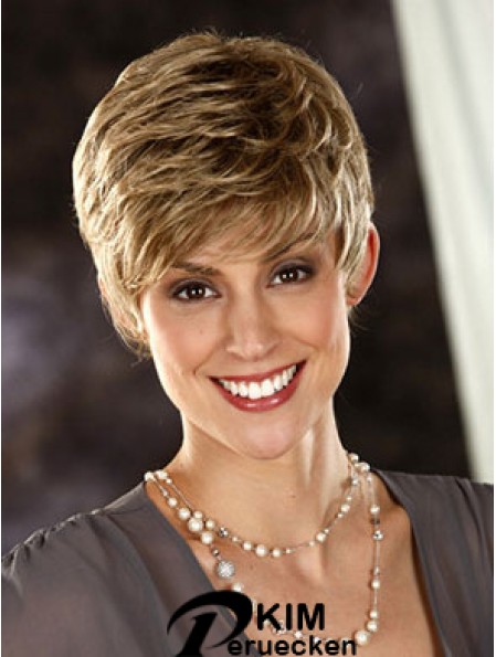 Wellige Boycuts abgeschnittene modische blonde synthetische Perücken