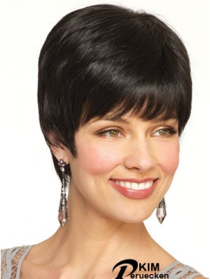 Boycuts Straight Black Capless Beliebte kurze Perücken