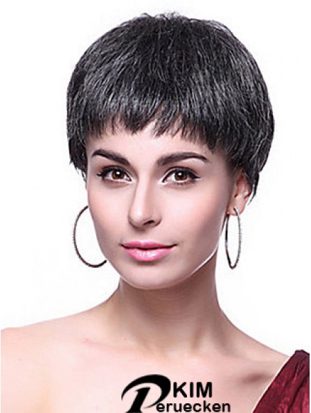 Boycuts Straight Black Capless Frisuren Kurze Perücken
