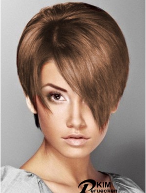 Boycuts Straight Brown Capless Soft Short Perücken