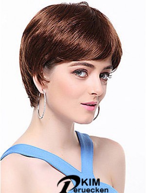 Boycuts Straight Auburn Capless Top kurze Perücken
