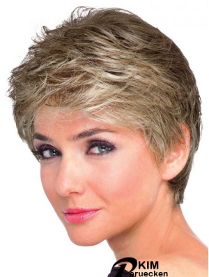 Boycuts Wavy Brown Capless natürliche kurze Perücken