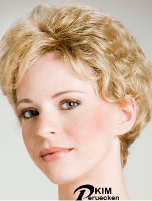 Curly Blonde Erschwingliche kurze klassische Perücken