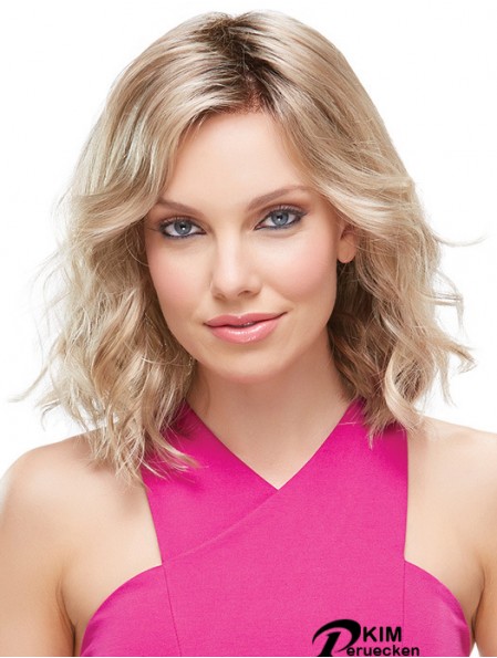 Front Lace Perücken UK Schulterlange Blonde Farbe Layered Cut