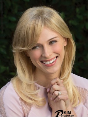 Style Blonde Wellig Mit Pony Capless Long Perücken