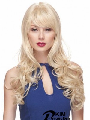 Blonde Perücken mit Pony Synthetic Capless Wavy Style Long Length
