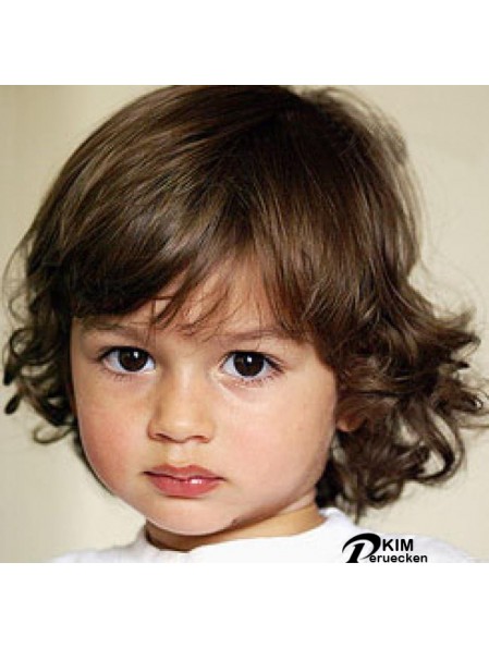 Curly Chin Länge Blonde Remy Menschenhaar Capless Kids Perücken
