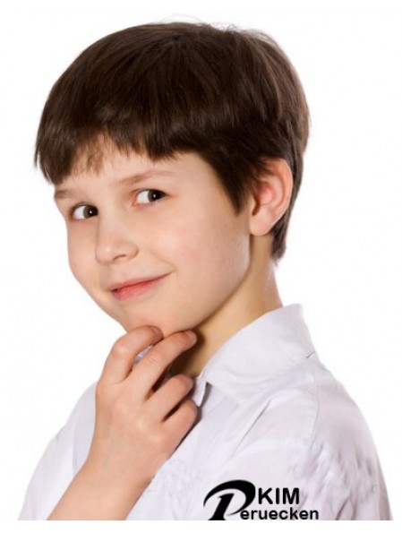 Gerade kurze braune Remy Menschenhaar Capless Kinder Perücken