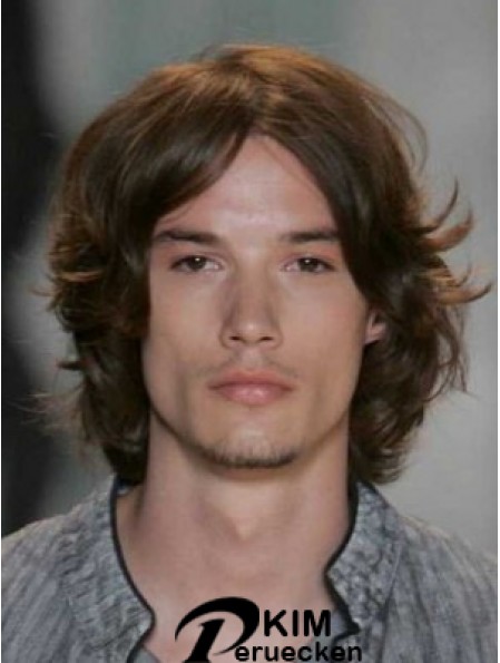 Auburn Lace Front Straight Chin Länge Echthaar Herren Perücken