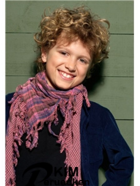 Curly Short Blonde Synthetic Capless Kinder Perücken