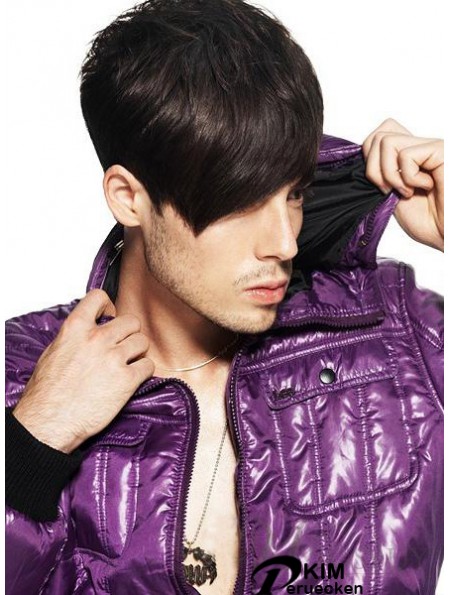 Remy Mensch Capless Short Straight Herren Haar Perücken